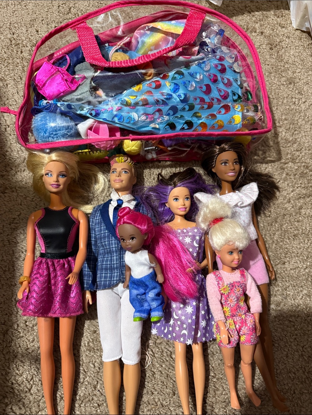 Barbie Dolls Lot with Pink, Purple & Blue Clothes and misc- Barbie Brand